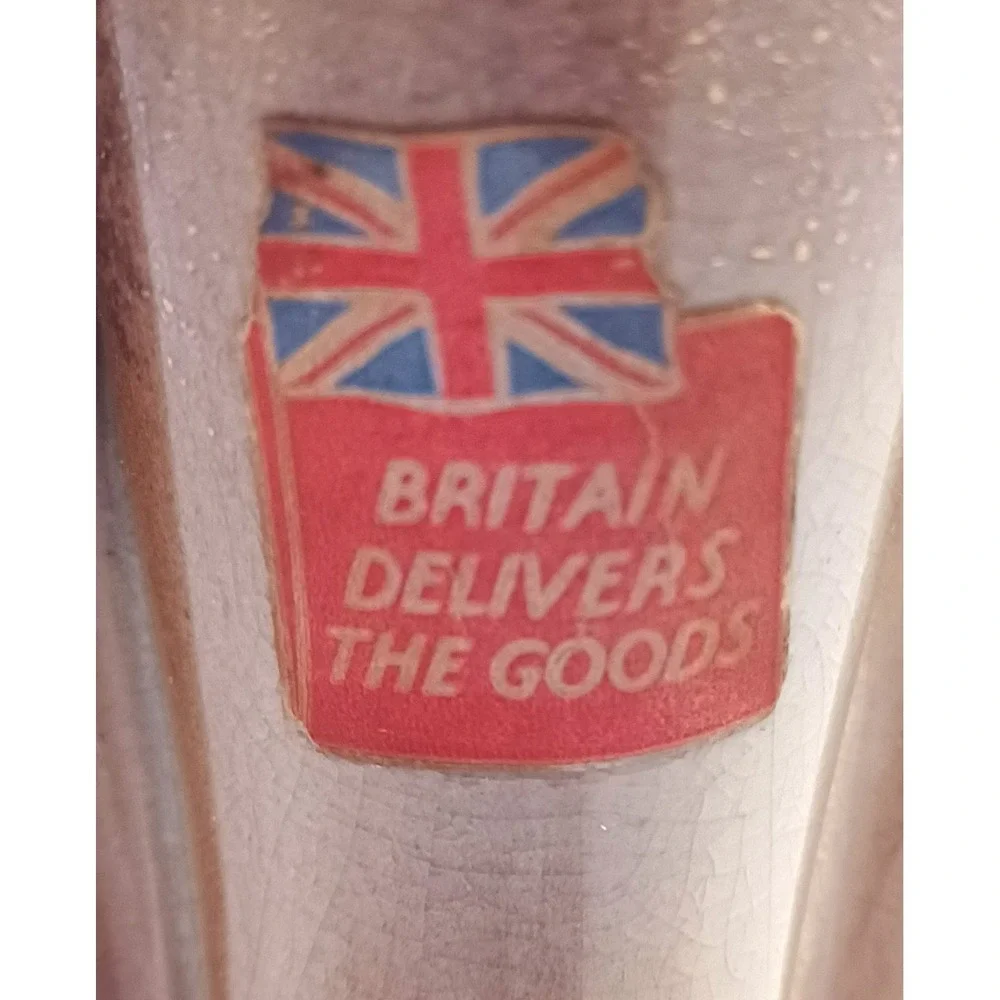 VTG Lord Nelson Pottery BRITAIN DELIVERS THE GOODS Label WWII Export 1940s Vase
